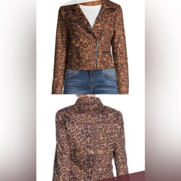 SOLD! Vigoss Leopard Print Faux Leather Suede Moto Jacket M - Picture 5 of 8